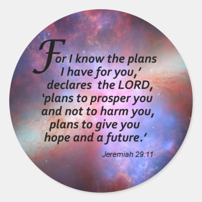 Jeremiah 29:11 classic round sticker (Front)