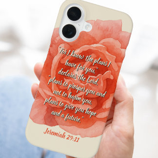 Jeremiah 29:11 Custom Bible Verse And Red Rose iPhone 16 Case
