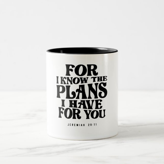 Jeremiah 29:11 Divine Plans Await - Christian  Two-Tone Coffee Mug (Center)