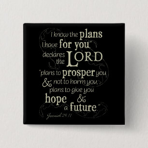 Jeremiah 29:11 Encouraging Bible Verse 15 Cm Square Badge