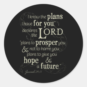 Jeremiah 29:11 Encouraging Bible Verse Classic Round Sticker