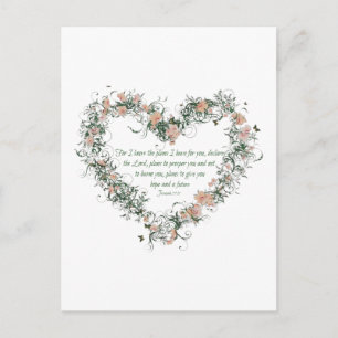 Jeremiah 29:11 Flower Heart Postcard