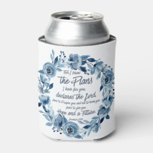 Jeremiah 29:11 For I know the Plans Blue Floral Can Cooler