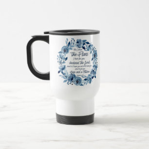Jeremiah 29:11 For I know the Plans Blue Floral Travel Mug