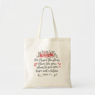 Jeremiah 29 11 - For I Know The Plans - Floral Tote Bag
