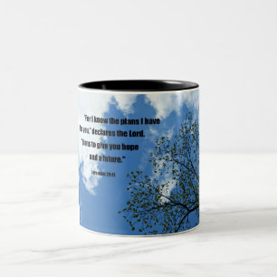 Jeremiah 29:11 For I know the plans I have for you Two-Tone Coffee Mug