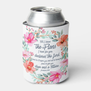 Jeremiah 29:11 For I know the Plans Pink Floral Can Cooler
