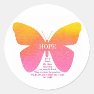 Jeremiah 29:11 Hope Butterfly Round Sticker