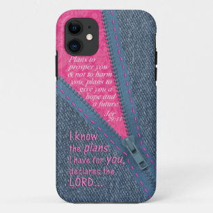 Jeremiah 29:11 I Know The Plans Denim Zipper Pull iPhone 11 Case