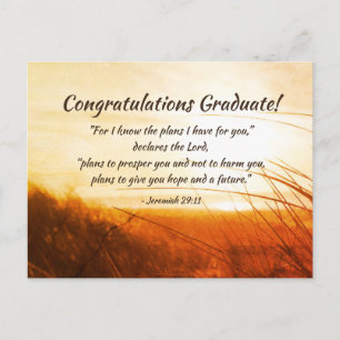 Jeremiah 29:11 "I know the plans" Graduation Postcard