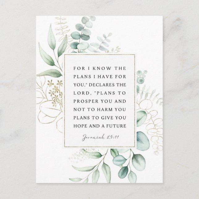 Jeremiah 29:11 I know the plans I have for you NIV Postcard (Front)