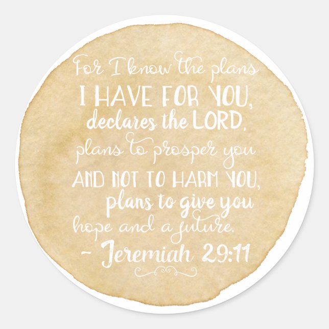 Jeremiah 29:11 Inspiration Christian Stickers Gold (Front)