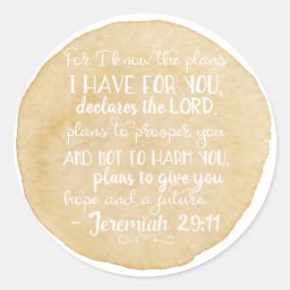 Jeremiah 29:11 Inspiration Christian Stickers Gold