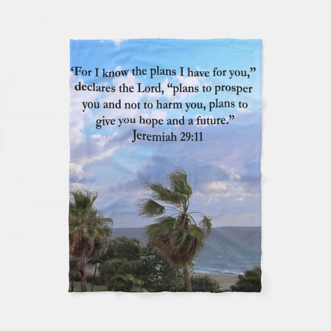JEREMIAH 29:11 INSPIRATIONAL VERSE FLEECE BLANKET (Front)