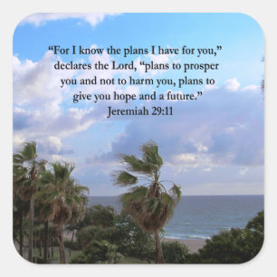 JEREMIAH 29:11 INSPIRATIONAL VERSE SQUARE STICKER