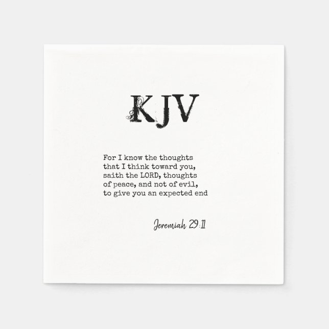 Jeremiah 29:11 KJV Bible Quote - Can Be Customised Napkin (Front)