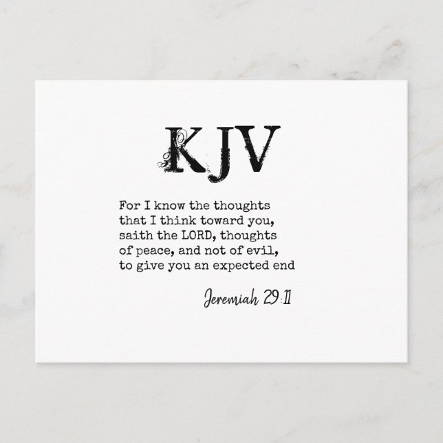 Jeremiah 29:11 KJV Bible Quote - Can Be Customised Postcard (Front)