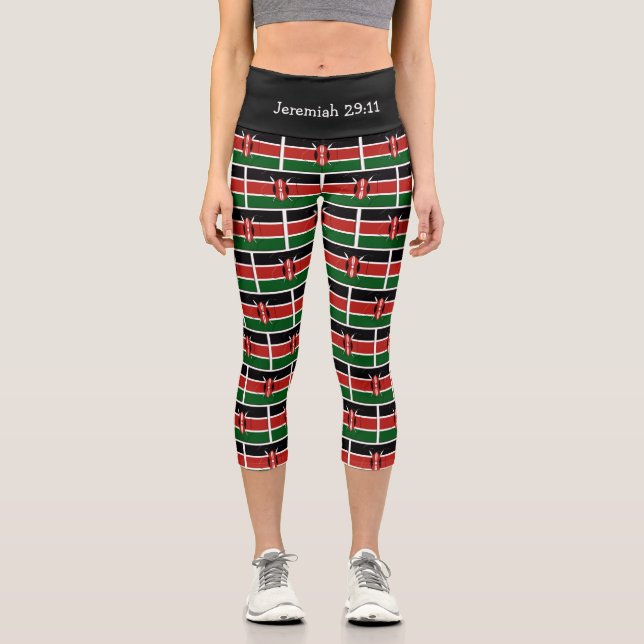 Jeremiah 29:11 | Patriotic | KENYA FLAG Capri Leggings (Front)
