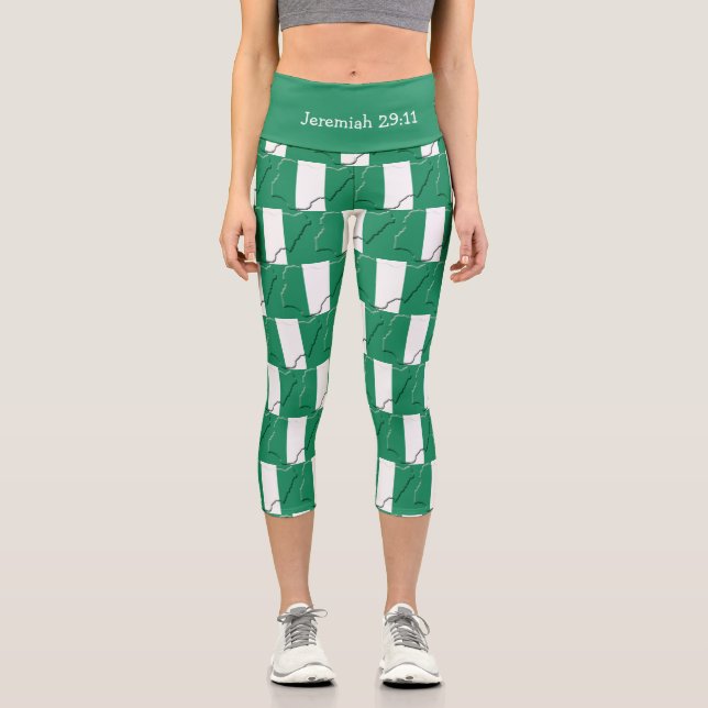 Jeremiah 29:11 | Patriotic | NIGERIA FLAG Capri Leggings (Front)