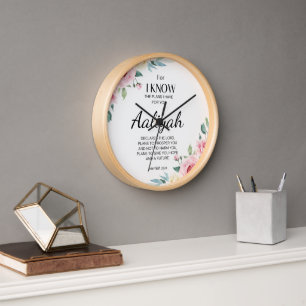 Jeremiah 29:11 Pink Rose Personalise Clock