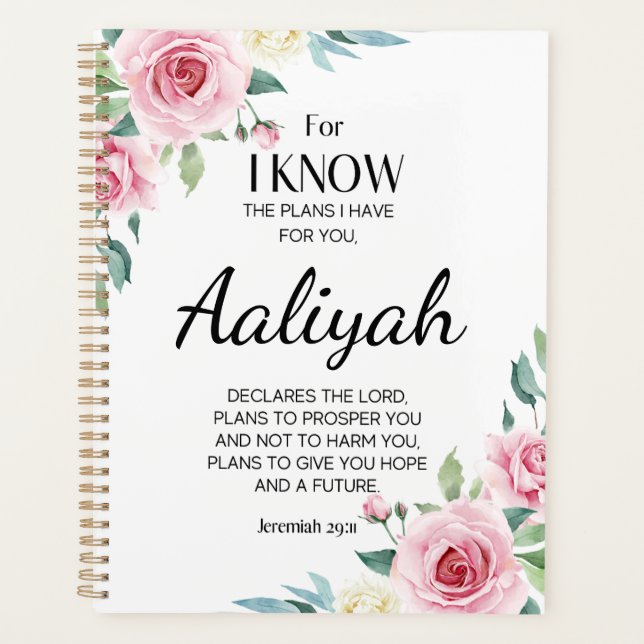 Jeremiah 29:11 Pink Rose Personalise Planner (Front)