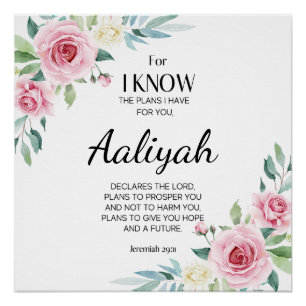 Jeremiah 29:11 Pink Rose Personalize Poster