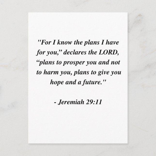JEREMIAH 29:11 POSTCARD (Front)