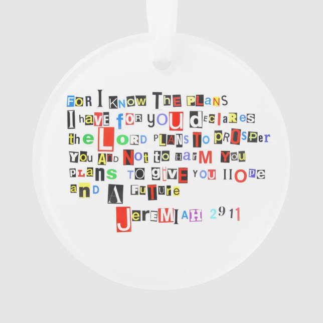 Jeremiah 29:11 Ransom Note Ornament (Back)