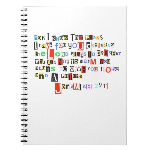 Jeremiah 29:11 Ransom Note Style Notebook (Front)