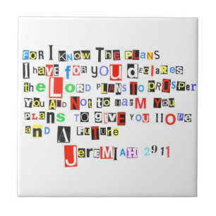 Jeremiah 29:11 Ransom Note Style Tile