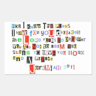 Jeremiah 29:11 rectangular sticker