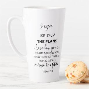 Jeremiah 29:11 Script Style Bible Verse With Name Latte Mug