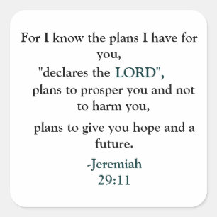 Jeremiah 29:11 square sticker
