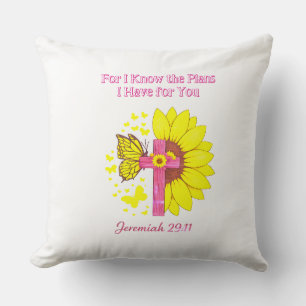 Jeremiah 29:11 Sunflower Cross Christian Faith T‑S Cushion