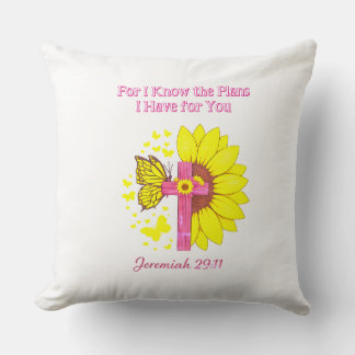 Jeremiah 29:11 Sunflower Cross Christian Faith T‑S Cushion