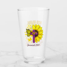 Jeremiah 29:11 Sunflower Cross Glass Tumbler