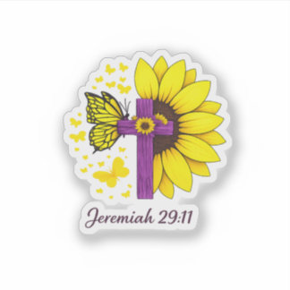 Jeremiah 29:11 Sunflower Cross Sticker – Christian