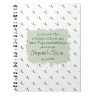 Jeremiah 29:11 with Watercolor Leaves Bible Verse Notebook