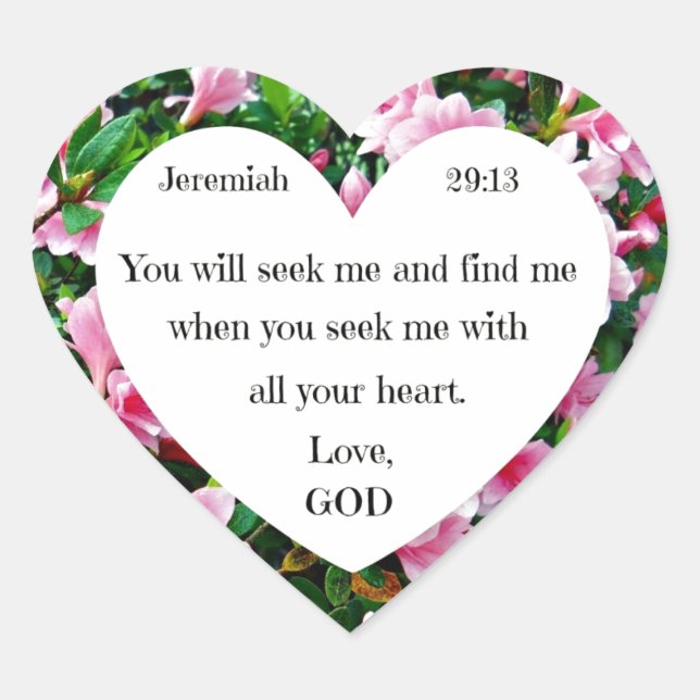 Jeremiah 29:13 heart sticker (Front)
