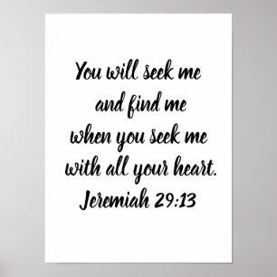 Jeremiah 29:13 Minimalist Bible Verse Poster