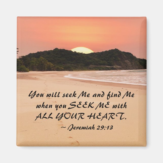 Jeremiah 29:13 Seek Me with All Your Heart Bible Magnet (Front)