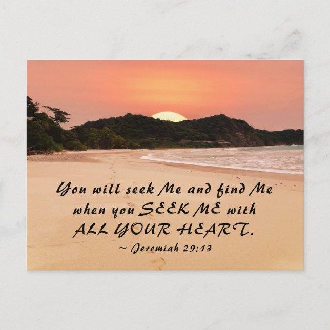 Jeremiah 29:13 Seek Me with All Your Heart Bible Postcard (Front)