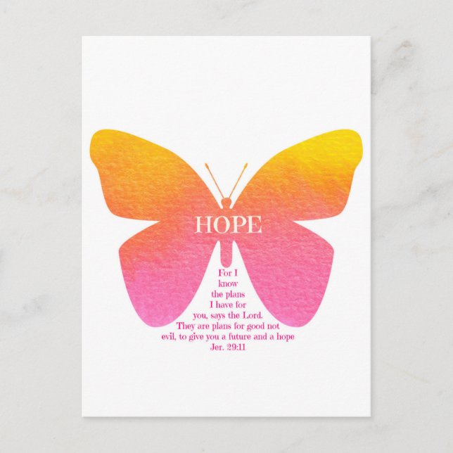 Jeremiah 29 Hope Butterfly Postcard (Front)