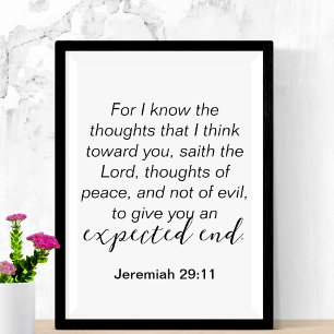 Jeremiah 29 Thoughts of Peace Christian Quote Poster