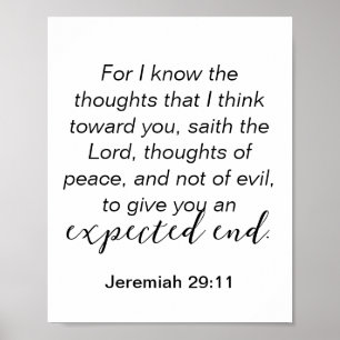 Jeremiah 29 Thoughts of Peace Christian Quote Poster