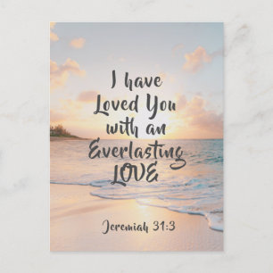 Jeremiah 31:3 I have Loved you Bible Ocean Sunset  Postcard