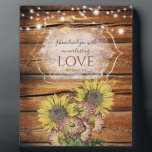 Jeremiah 31:3 Rustic Wood Bible Floral Bible Verse Plaque<br><div class="desc">Celebrate your faith with this inspirational plaque featuring the verse from Jeremiah 31:3,  I have loved you with an everlasting love. This design features a rustic background with sunflowers and string lights.</div>