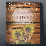 Jeremiah 31:3 Rustic Wood Floral Bible Verse Plaque<br><div class="desc">Celebrate your faith with this inspirational plaque featuring the verse from Jeremiah 31:3,  I have loved you with an everlasting love. This design features a rustic background with sunflowers and string lights.</div>