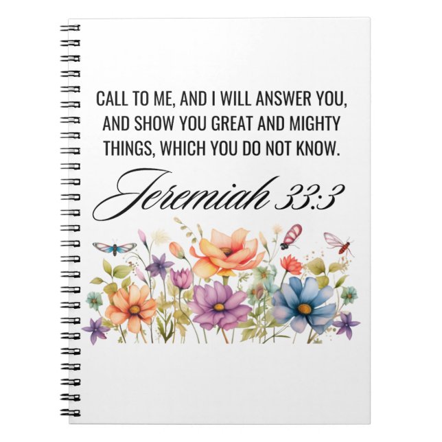 Jeremiah 33:3 Call to Me Wildflowers Scripture Notebook (Front)