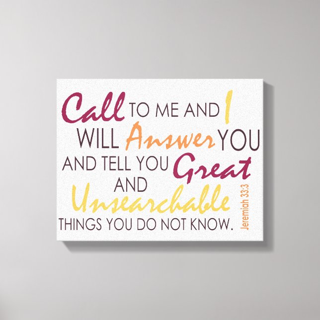 Jeremiah 33:3 canvas print (Front)